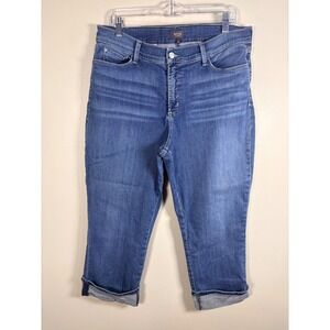 NYDJ Capri Jeans Womens 16 Blue Excellent Lift Tuck Cuffed Cropped Denim
